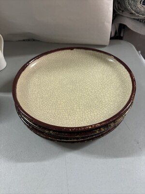 Lot Of 4 Pier 1 Crackle Collection 12.5” Charger Server Plate Raku Stoneware-image