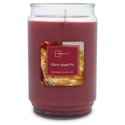 Mainstays Warm Apple Pie Scented Single-Wick Large Glass Jar Candle, 20 oz-image