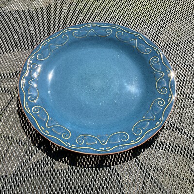 Pier 1 Imports Tunisia Set Of 4 Tan Scrolls On Blue 10 3/4