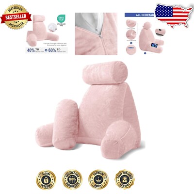 Ergonomic XL Reading Support Pillow in Pink - Cozy Comfort for Bedtime Reading-image