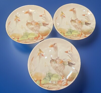 Set Of 3 Pier 1 Imports Geese/Ducks 8.25”Fall Into Spring  Easter Canapé Cookies-image