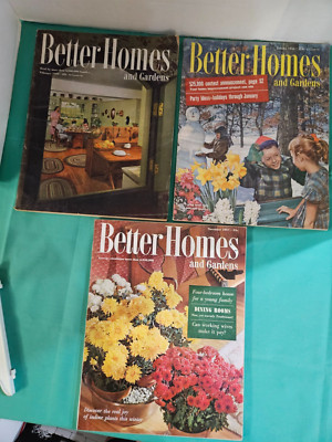 VINTAGE LOT OF 3- 1957, 50, 56 BETTER HOMES AND GARDENS RECIPES ADS HOUSE IDEAS-image