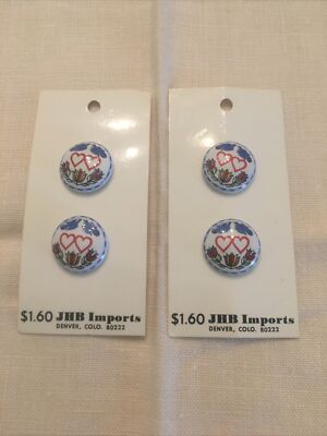 Vintage JHB Imports Ceramic Buttons Pennsylvania Dutch Design-image