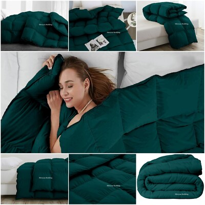 Luxury Ultra Soft Down Alternative Comforter Cal King Size Hunter Green Solid-image