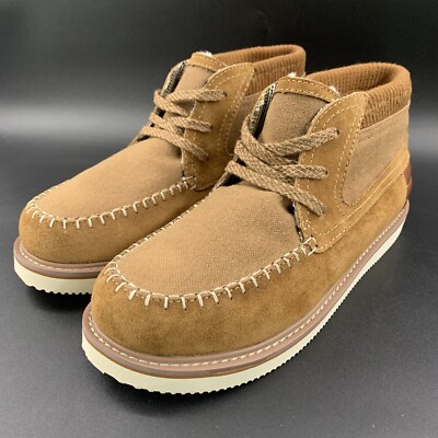 SANUK COZY VIBE MID SM CHAKKA BOOT MENS SIZE 9 BROWN SUEDE LEATHER KNIT WOOL NEW-image