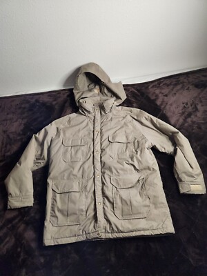 Vintage 80s Woolrich Parka Coat Jacket Mens Sz XL Beige Full Zip Lined 33334 USA-image