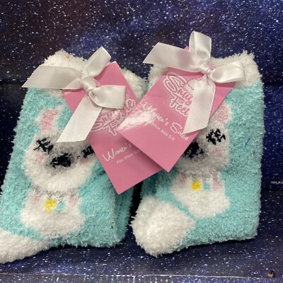 2 X Snuggle Feet Womens -Cute Pet Soft Cozy & Warm Fuzzy Socks - Size 5/9-image