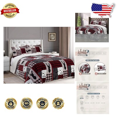 Heavyweight King Patch Comforter Set - Soft Micro-Suede with Cozy Sherpa Backing-image