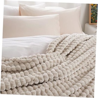  3D Clipped Fleece Blanket Queen Size for Bed-380GSM Super Soft Warm Blanket -image