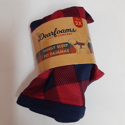New Dog  Dearfoams cozy comfort Red Plaid Pet Pajamas size 2X-image