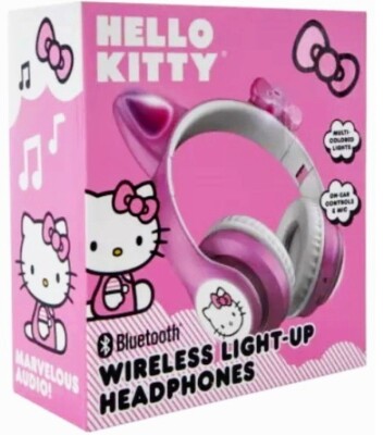 OFFICIAL Sanrio HELLO KITTY Wireless Light Up RGB Headphones  Mic Bluetooth NEW-image