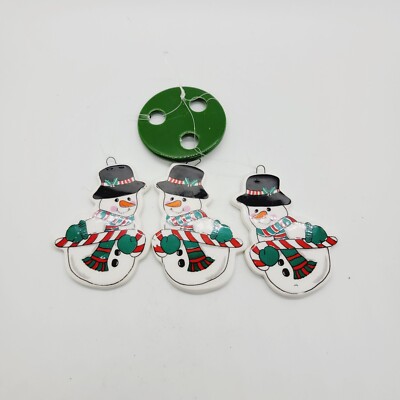 Vtg RUSS Miniature HOLIDAY WIND CHIME CHRISTMAS Snowman W/ Candy Cane Porcelain -image
