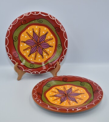Pier 1 Imports Hand Painted Ironstone Star Flower 8