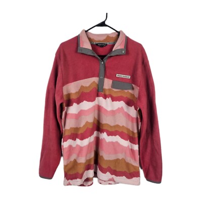 Simply Southern Fleece T Snap Pullover Pink Mauve XL Mountain Pattern Cozy Layer-image