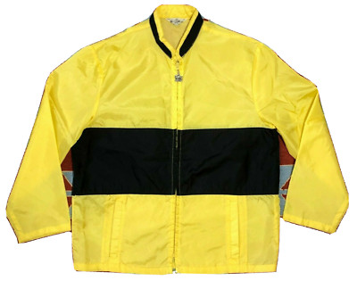 Vintage 70s West Wind Frat Jack Nylon Jacket Windbreaker Medium Yellow Black -image