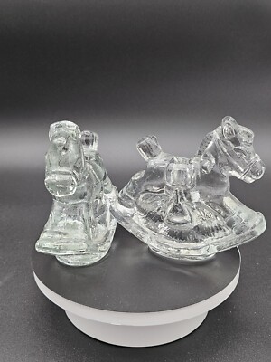 Crystal Rocking Horse Candle Holder Set Of 2~Henriksen Imports of San Francisco-image
