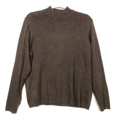 Chicos Brown Mock Neck Sweater Womens Sz-Lg (2) Long Sleeve Cozy Comfort-image