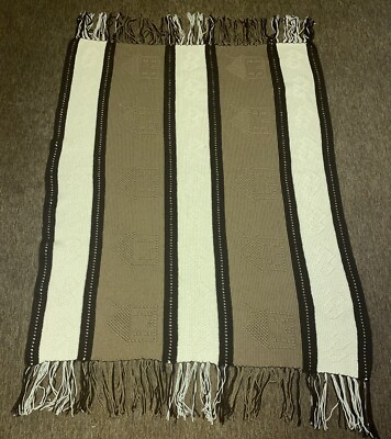 Afghan Throw/Blanket 64x52. Browns & Cream Textured Raised Pattern Fall-image