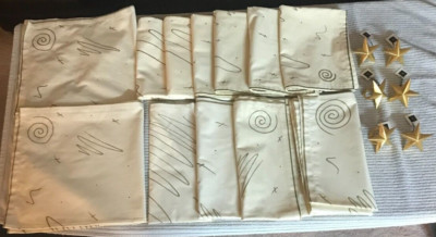 Lot 12 Ann Morhauser For Distinctive Imports NAPKINS w/ Holiday GOLD STAR RINGS-image