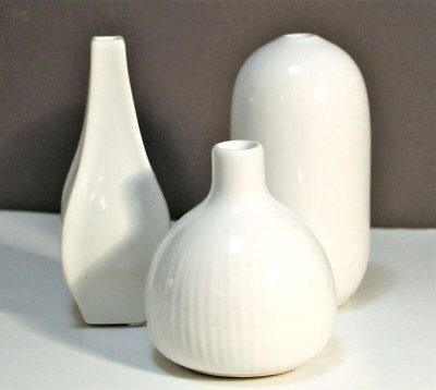 Vases White Ceramic Porcelain Modern Design Set 3-image