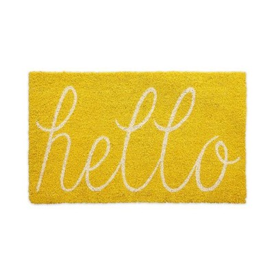 Design Imports CAMZ11738 18 x 30 in. Yellow Hello Doormat-image