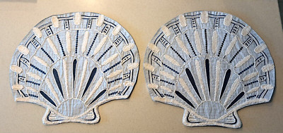 Two PIER 1 IMPORTS Embroidered Seashell Shell Placemats Ocean Nautical 16 X 14-image