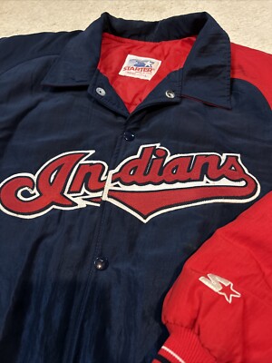 Men's 90's Starter MLB Cleveland Indians Made In USA Jacket Size Large Vintage-image