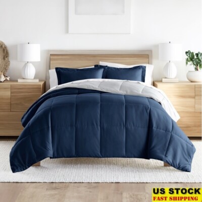 Reversible Down Alternative Comforter Set 3 Piece Full Queen Hypoallergenic Cozy-image