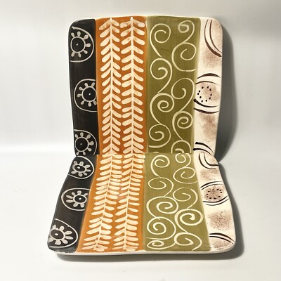 Pier 1 VENLO Square Serving Platter Earthenware Dinner Plate Set Of 2-image