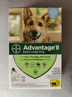 Advantage II for Over 55 lbs Extra Large Dog, Remove Flea and Lice, 6 Pack-image