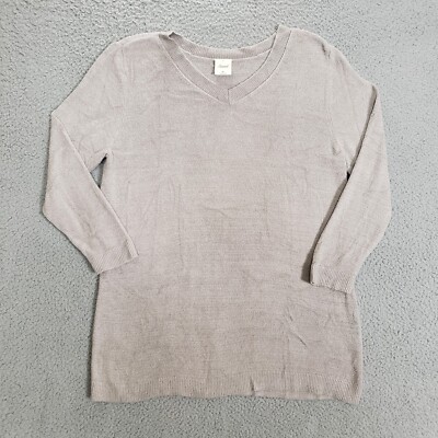 Soma Tunic Sweater Womens Medium Gray Vneck Super Soft Pullover Cozy Loungewear-image