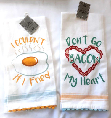 Design Imports Cotton Kitchen Towel 2 Pack Bacon My Heart Couldn't If I Fried-image