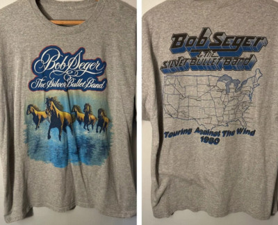 Vintage 80s Touring Against The Wind Bob Seger T-shirt, size S-5XL-image