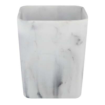 Better Homes & Gardens Faux Marble Wastebasket, White-image
