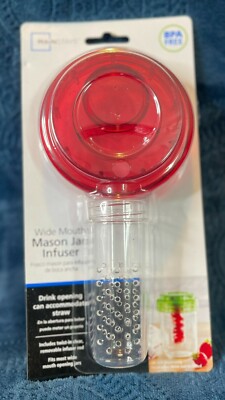 Wide Mouth Mason Jar Infuser Lid, Wide Mouth, with Opening for Straw RED-image