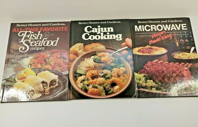 Better Homes & Gardens Hardcover Cookbooks 3: Fish Seafood/Cajun/Microwave 1980s-image
