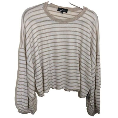 Lulus Striped Long Sleeve Soft Cozy Knit Oversized Top Stretch Lounge Medium-image