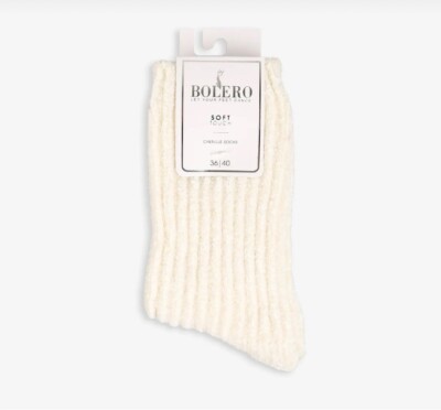 Soft Touch Chenille Socks |Cream Ribbed Cozy Socks |Women’s 36/40 Winter Warmers-image