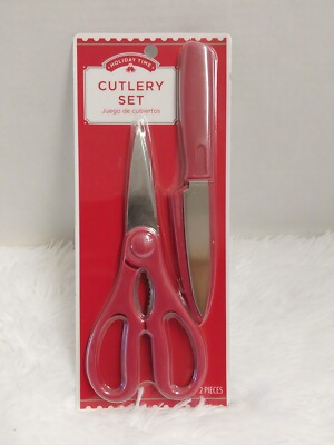 Holiday Time Stainless Steel Cutlery Set Red Handles 3.5