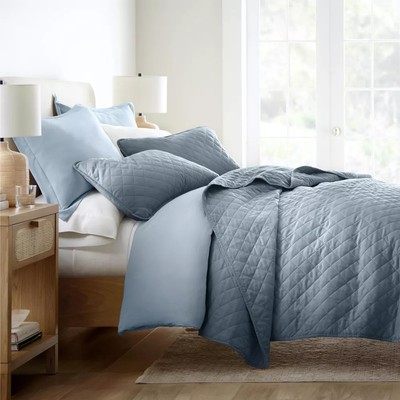 Stripes Floral and Diamonds Quilted Coverlet Set With Shams - Becky Cameron,-image