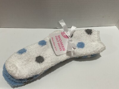 Women’s Cozy Socks - Size 4-11 - Pack Of 2 Blue, White & Gray NWT-image