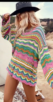 Comfortable Soft Loose Fitting Sweater. Hand Knitted-image