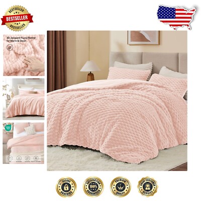 Luxurious Fluffy Twin Comforter Set - Pink Fleece Bedding for Cozy Nights-image