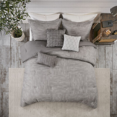 NEW! ~ CONTEMPORARY MODERN CHIC GREY WARM PLUSH COZY ULTRA SOFT COMFORTER SET-image
