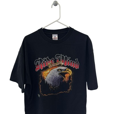 vintage Biker Ride With The Wind eagle graphic t shirt XL -image