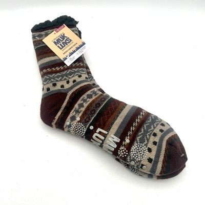 MUK LUKS Mens Cabin Socks L/XL Shoe Size 11/13 Brown Multi-Color Warm and Cozy-image
