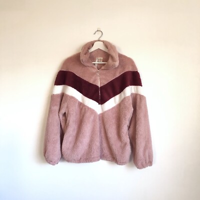 Forgotten Grace Pink Red Chevron Soft Fleece Half Zip Pullover Sweater Size XL-image