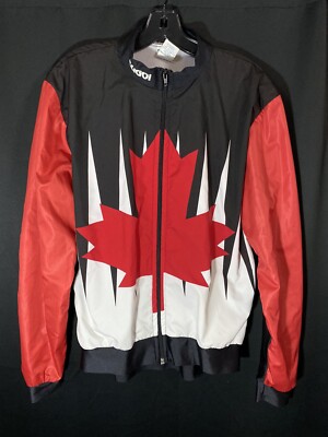 Vintage 90s Sugoi Canadian Flag Cycling Jacket Canada Leaf Windbreaker Sz L-image