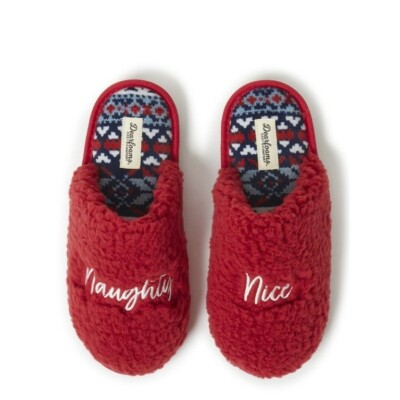 Dearfoams Cozy Comfort Women's Naughty & Nice Slippers Small 5/6-image