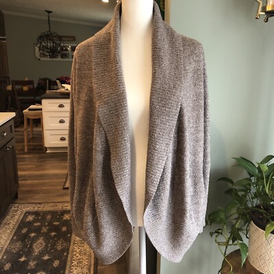 Barefoot Dreams Cozy Chic Lite Circle Cardigan Sweater Pewter Open Front Soft M-image